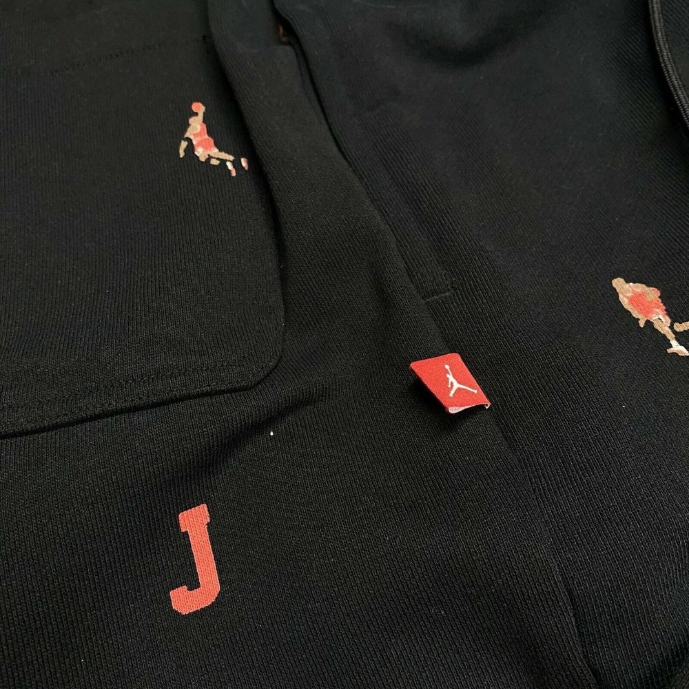 Nike Jordan Essentials AOP Fleece Joggers Black DH3519-010 Men's Sizes Vintage - Picture 7 of 9